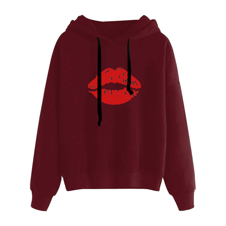 Damen lässiger Oversize Kapuzenpullover mit Herz‑und‑Pfotenprint, Kordelzug und gerippten Bündchen – Auréline