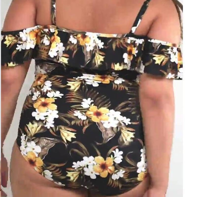 Damen Off-Shoulder Einteiler Badeanzug mit Rüschendetails Echo Archiv