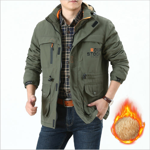Herren Thermoisolierter Fieldparka mit Teddyfutter, Kapuze und Multifunktionstaschen Echo Archiv