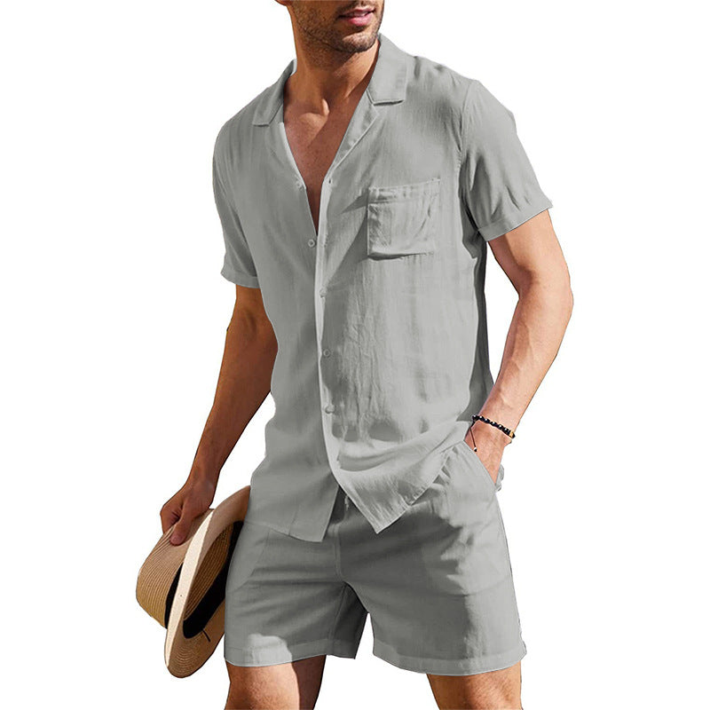 Herren luftiges Kurzarm-Hemd und Shorts Set Echoarchiv