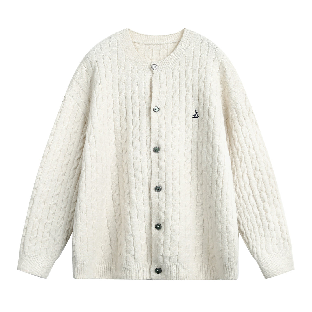 Damen Strickjacke im Flechtmuster mit Rundhals, Oversize-Schnitt und durchgehender Knopfleiste Echo Archiv