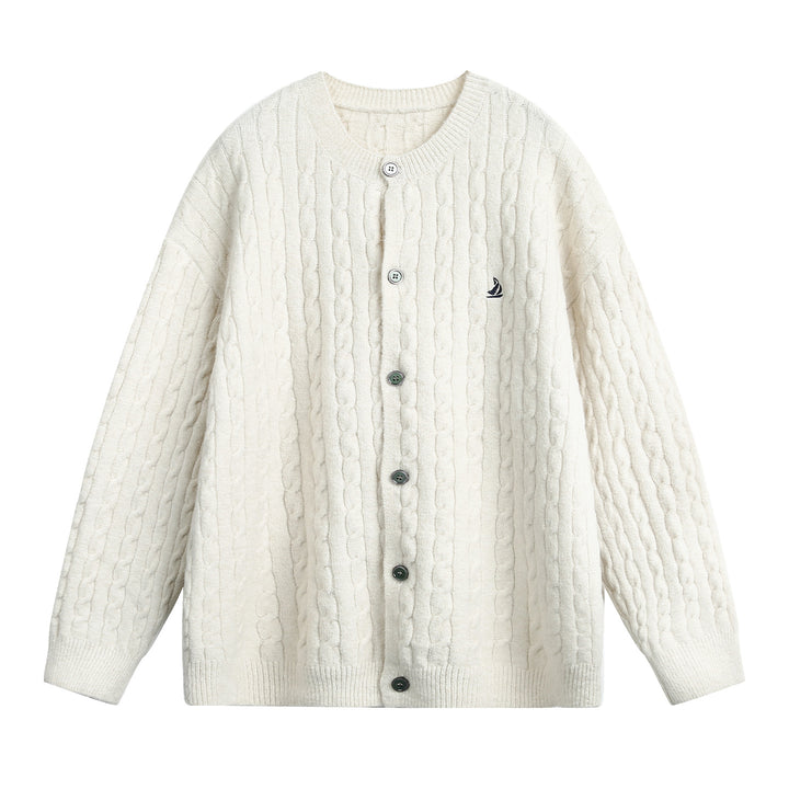 Damen Strickjacke im Flechtmuster mit Rundhals, Oversize-Schnitt und durchgehender Knopfleiste Echo Archiv