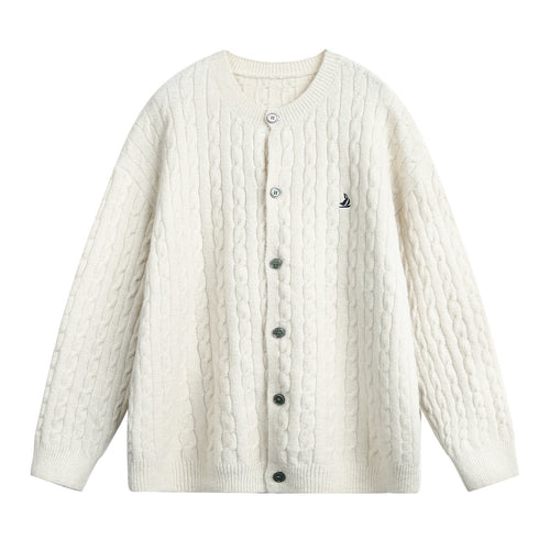 Damen Strickjacke im Flechtmuster mit Rundhals, Oversize-Schnitt und durchgehender Knopfleiste Echo Archiv
