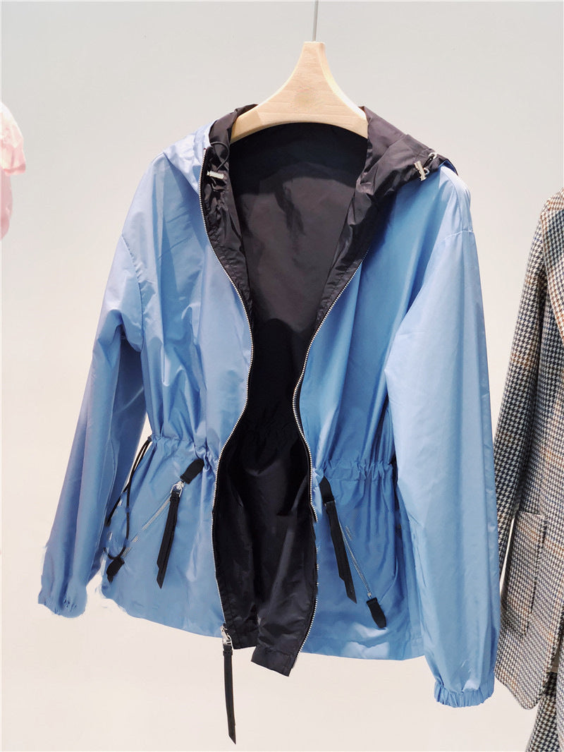 Damen Modische Übergangsjacke mit verstellbarem Bund Echoarchiv