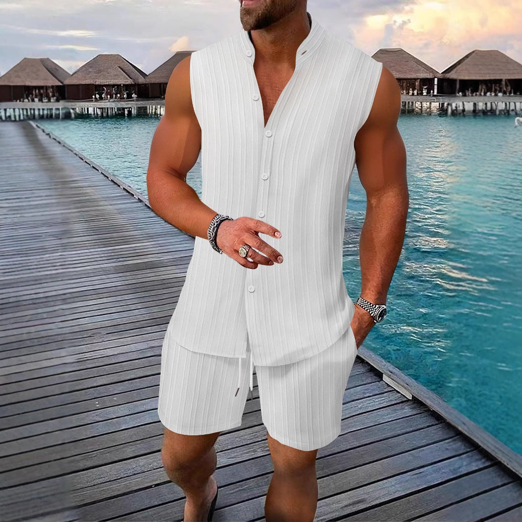 Männer Freizeit Ärmelloses Sommer Lounge Set Echoarchiv