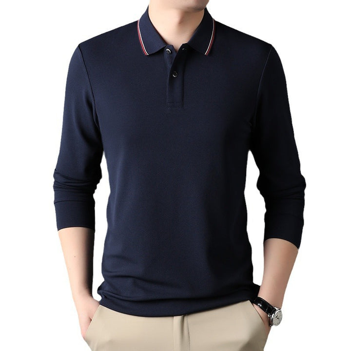 Herren elegantes Langarm-Polo mit modernem Kragen und stylischen Akzenten Echoarchiv