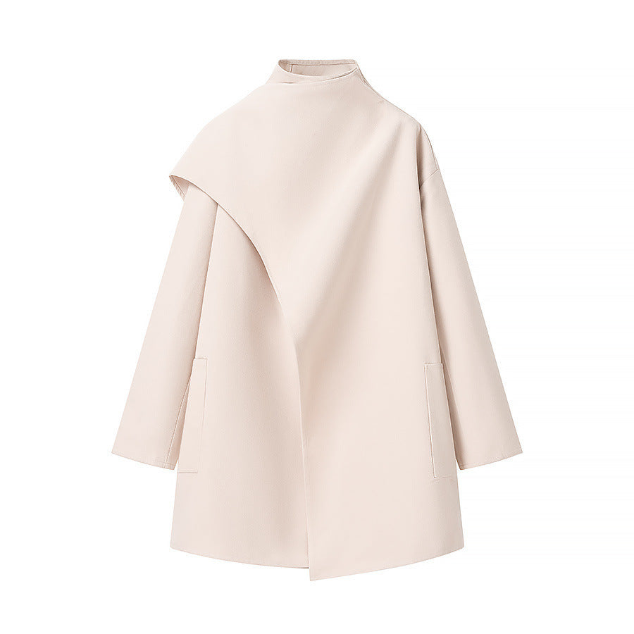 Damen Oversize-Mantel mit Stehkragen, asymmetrischem Überwurf und aufgesetzter Tasche Echo Archiv