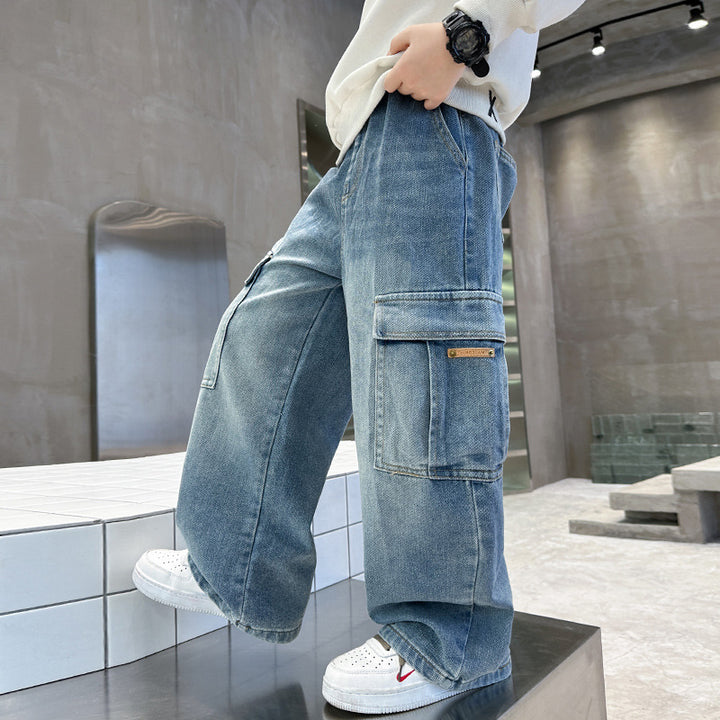 Unisex weite Cargo-Jeans mit tiefen Taschen Echo Archiv