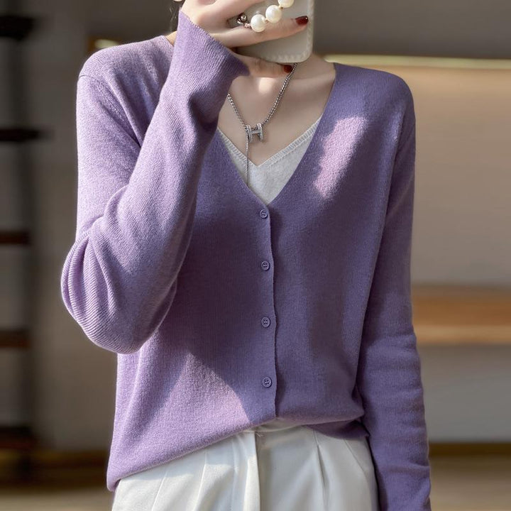 Damen Leichter V‑Ausschnitt‑Cardigan mit kastiger Silhouette und Kaschmir‑Optik Echoarchiv
