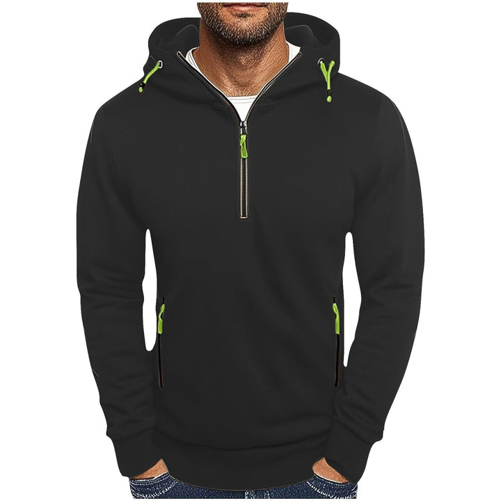 Herren modischer Kapuzenpullover mit zwei Taschen und halbem Reißverschluss Echoarchiv