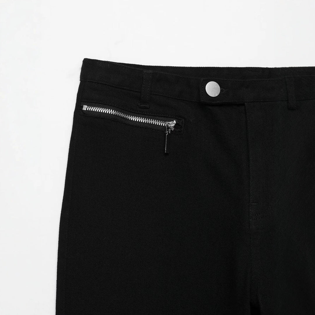 Damen Kurzgeschnittene Slim-Fit knöchellange Stoffhose mit Reißverschlusstaschen Echo Archiv