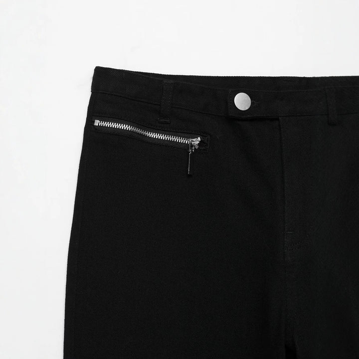Damen Kurzgeschnittene Slim-Fit knöchellange Stoffhose mit Reißverschlusstaschen Echo Archiv