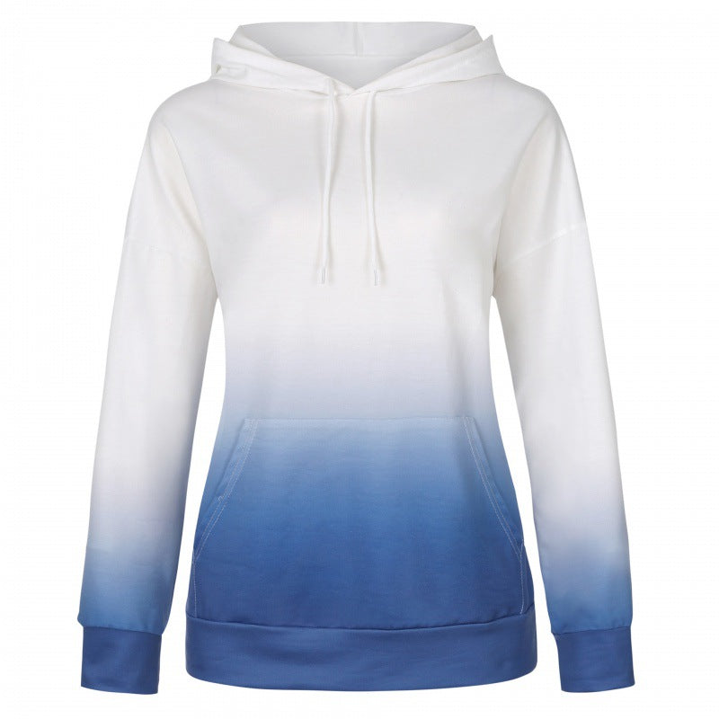 Damen Oversize Kapuzenpullover mit Dip-Dye Farbverlauf und Kängurutasche – Auréline