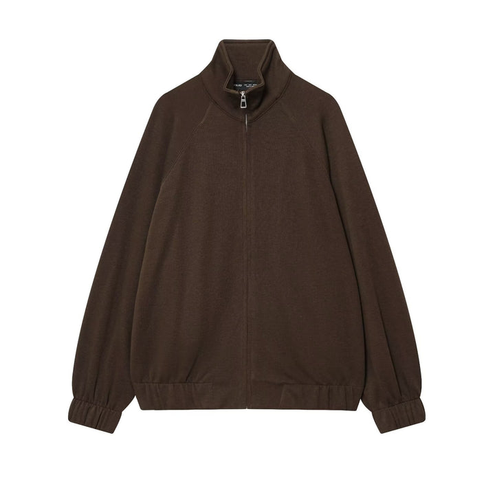 Damen Oversize Sweatjacke mit Reißverschluss, hohem Stehkragen und Raglanärmeln Echo Archiv