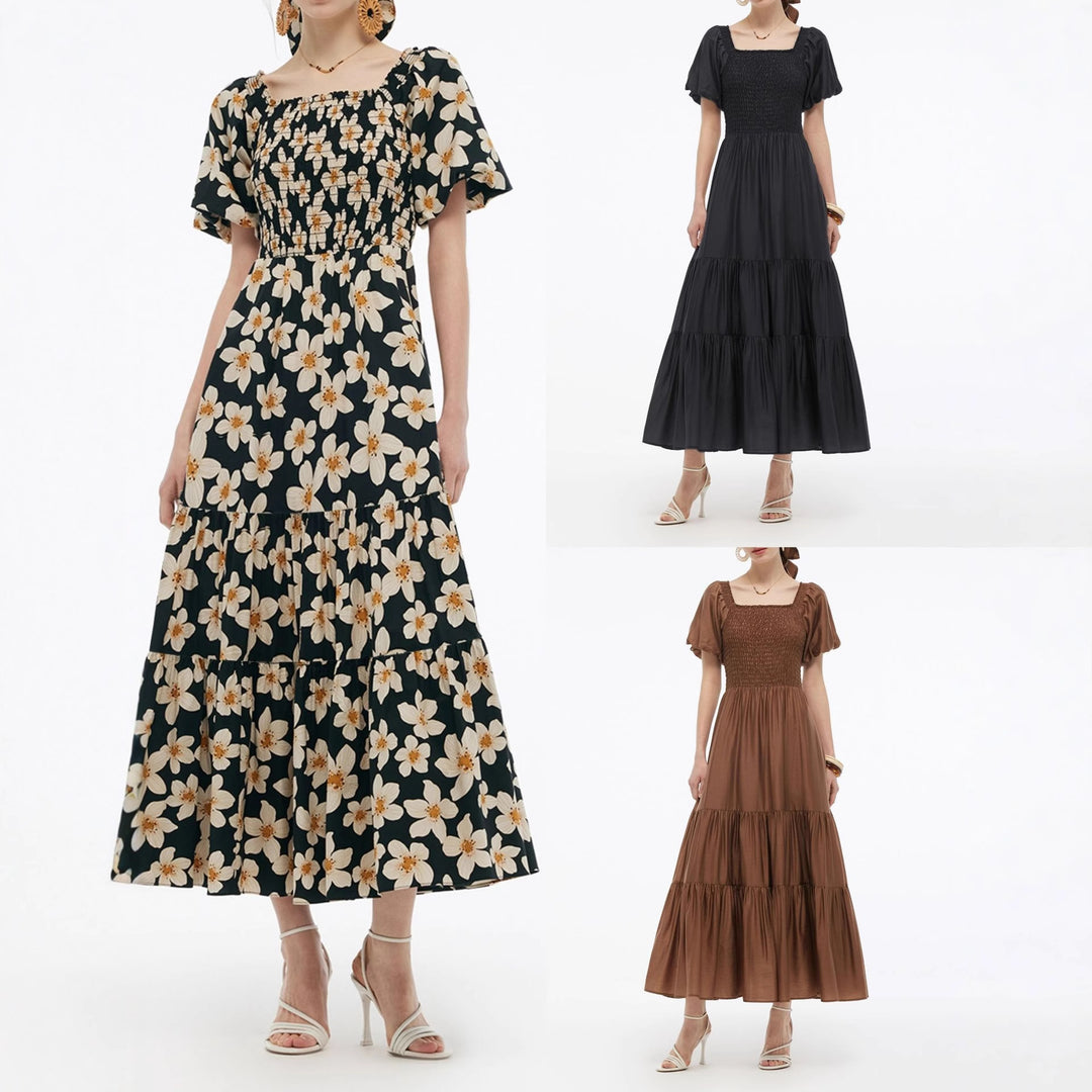 Damen Maxikleid mit voluminösem Rock und Blumenmuster Echo Archiv