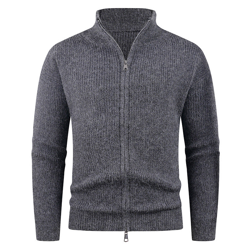 Herren Strickpullover mit modernem Reißverschluss und strukturierter Textur Echoarchiv
