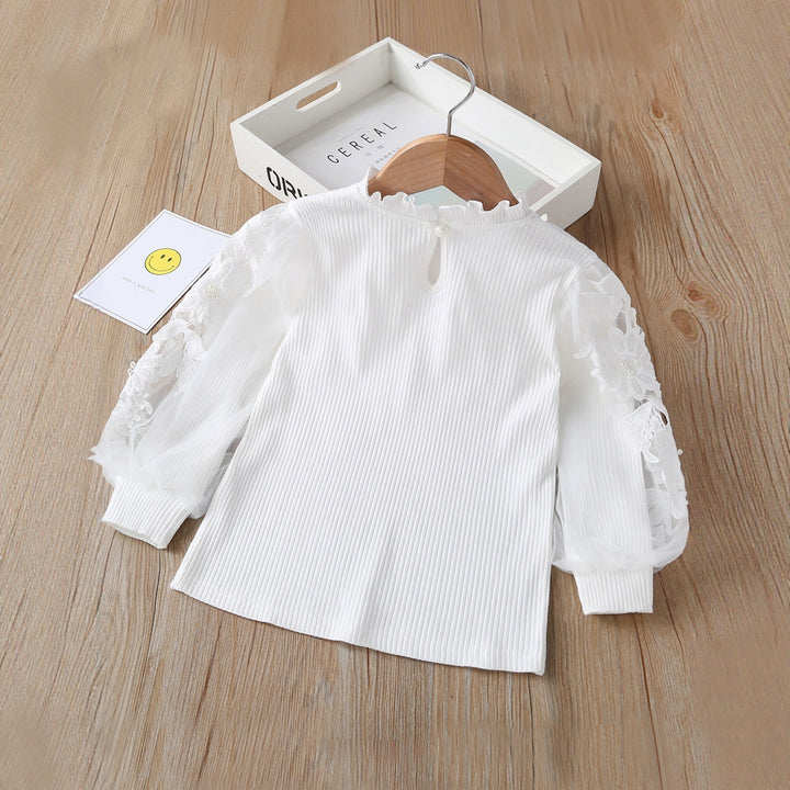 Mädchen Bluse mit Puffärmeln und floralem Spitzenbesatz Echo Archiv