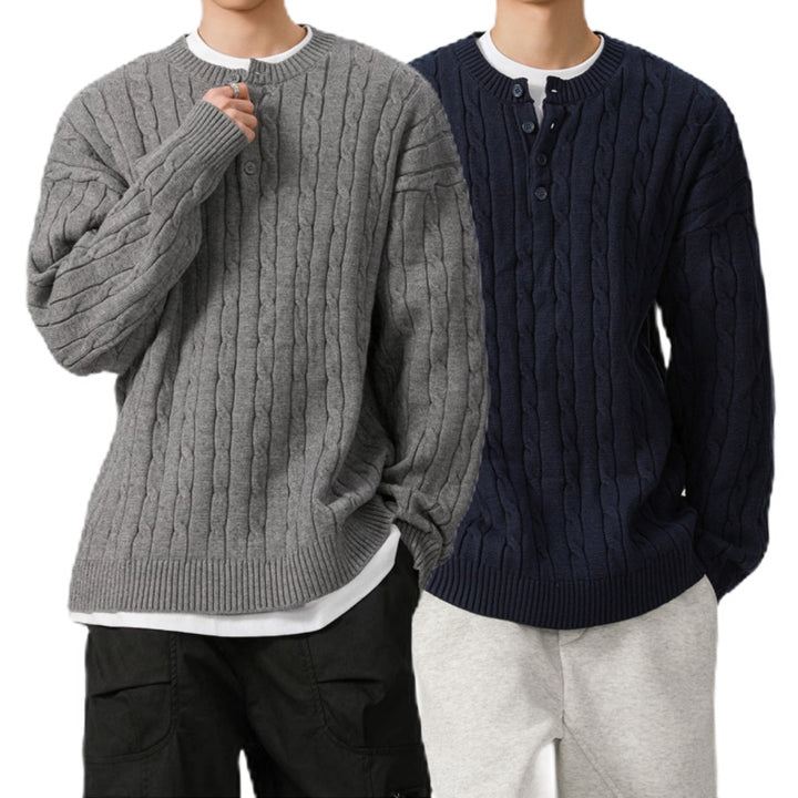 Herren Grobstrickpullover mit Knopfleiste Echo Archiv