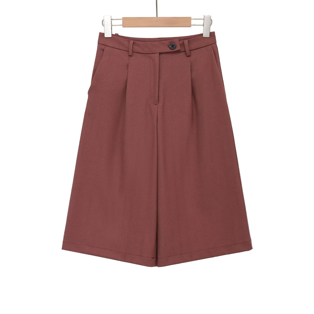 Damen weite Hochbund-Shorts mit eleganter Faltenlegung Echo Archiv