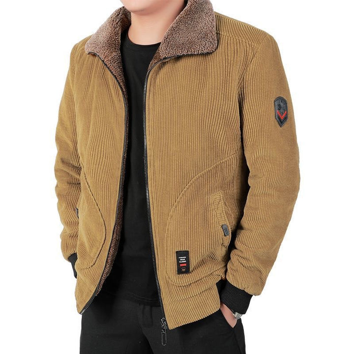 Herren Cord-Blouson mit Sherpa-Kragen, wärmender Teddyfutter-Innenlage und Reißverschluss – Taviero