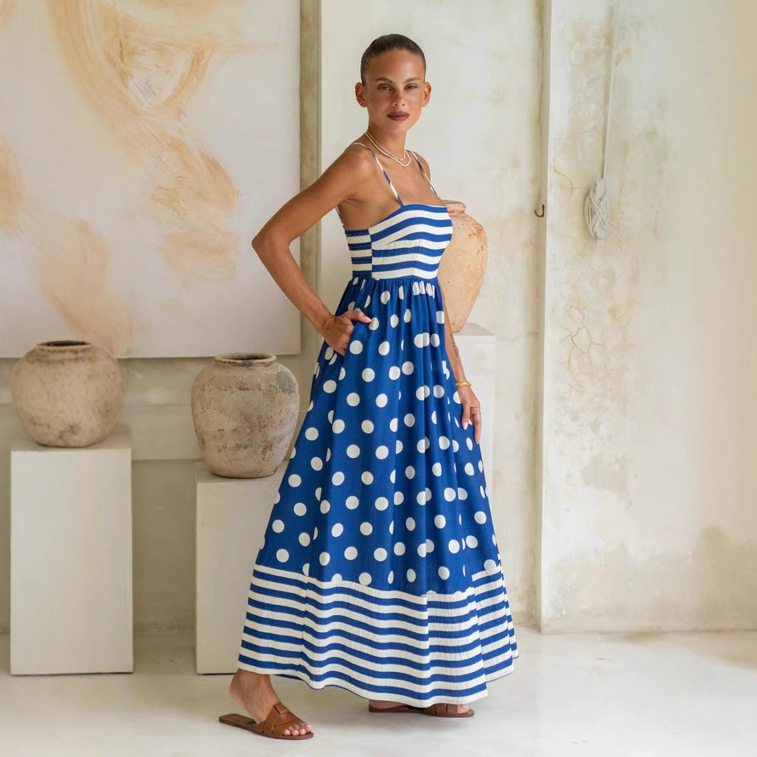 Damen Maxikleid mit verspieltem Streifendesign und großen Punkten Echo Archiv