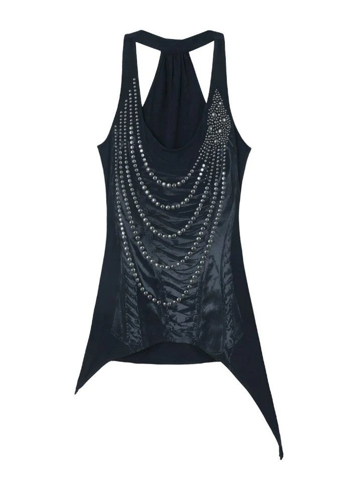 Damen Glitzerndes Tanktop mit asymmetrischem Schnitt Echo Archiv