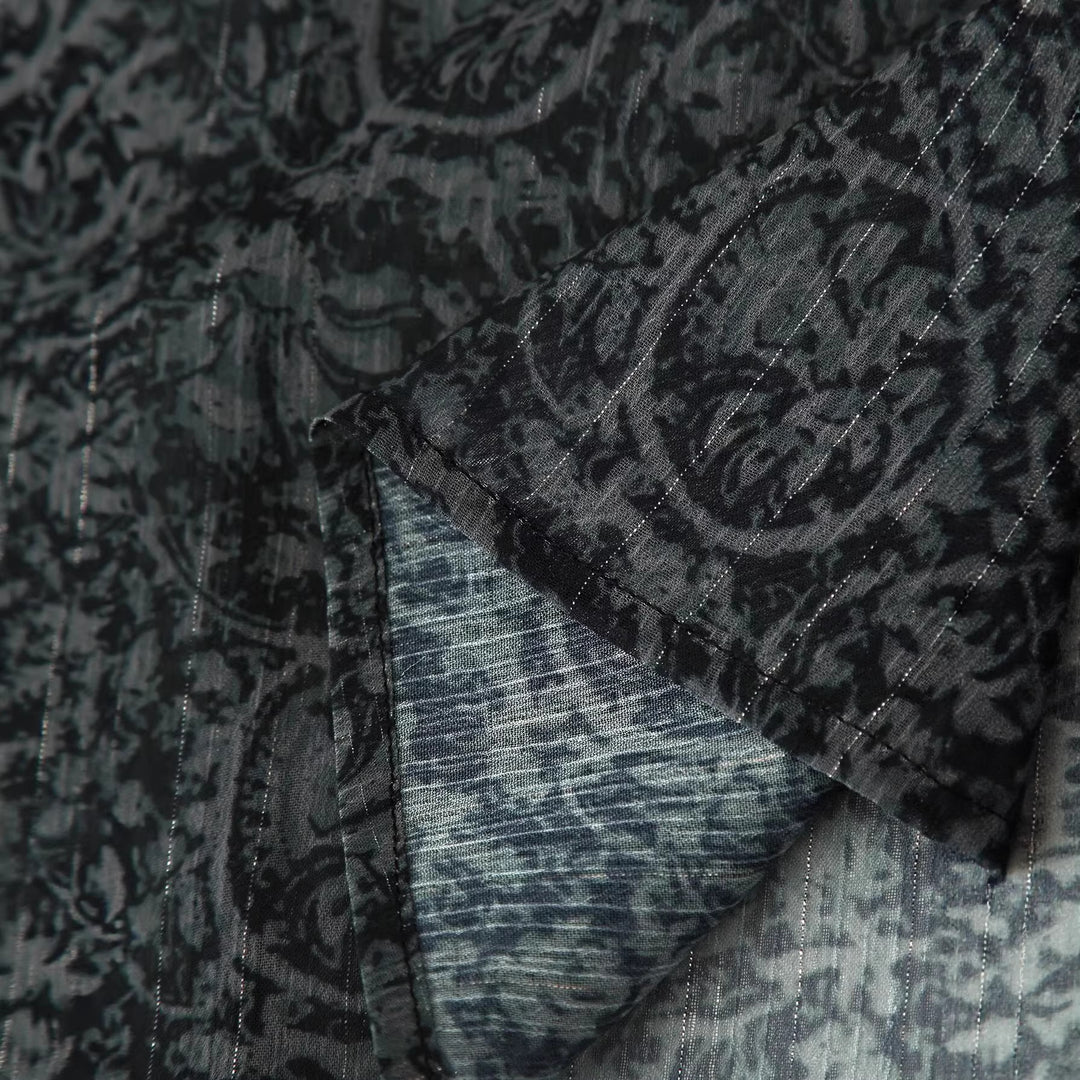 Damen Chiffon-Bluse mit Paisley‑Print, Quastenbändern und Ballonärmeln Echoarchiv