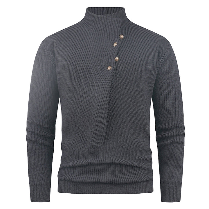 Herren Strickpullover mit modernem Stehkragen und dekorativen Knöpfen Echoarchiv