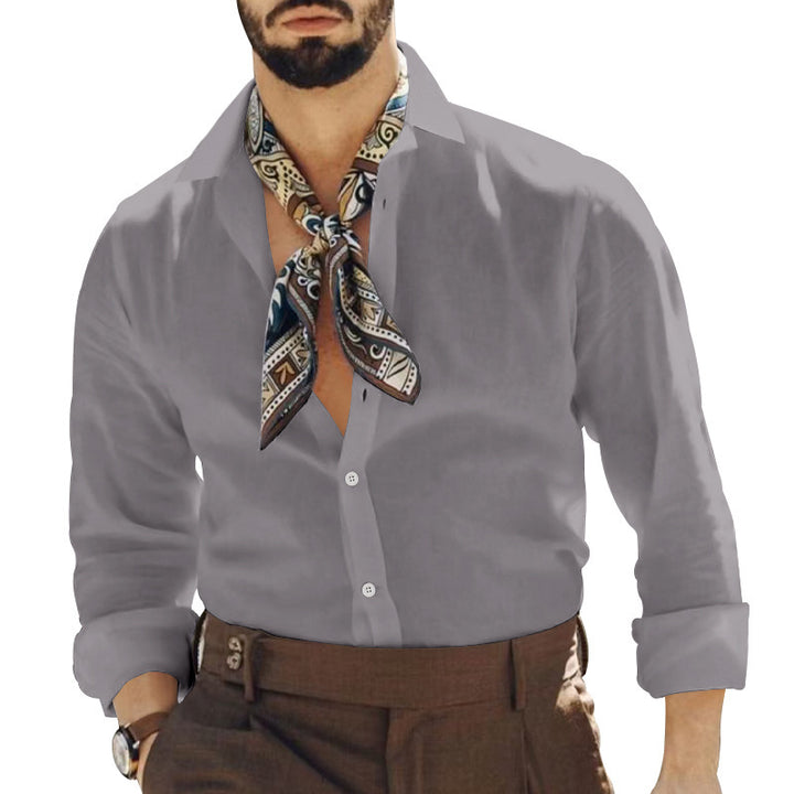 Herren elegant geschnittenes Langarmhemd mit modischem Jacquard-Muster Echoarchiv