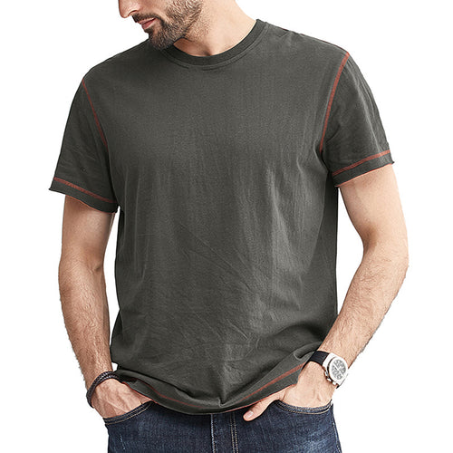 Herren Rundhals-T-Shirt mit kontrastierenden Ärmeln und lässigem Schnitt Echoarchiv