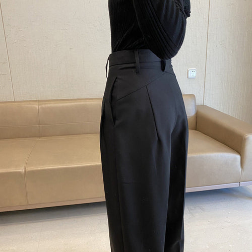 Damen Hochtaillierte Bundfaltenhose mit weitem Bein und scharfer Bügelfalte Echo Archiv