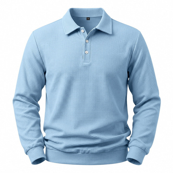 Herren Langarm-Poloshirt mit Waffelstruktur und Baumwollmix Echoarchiv