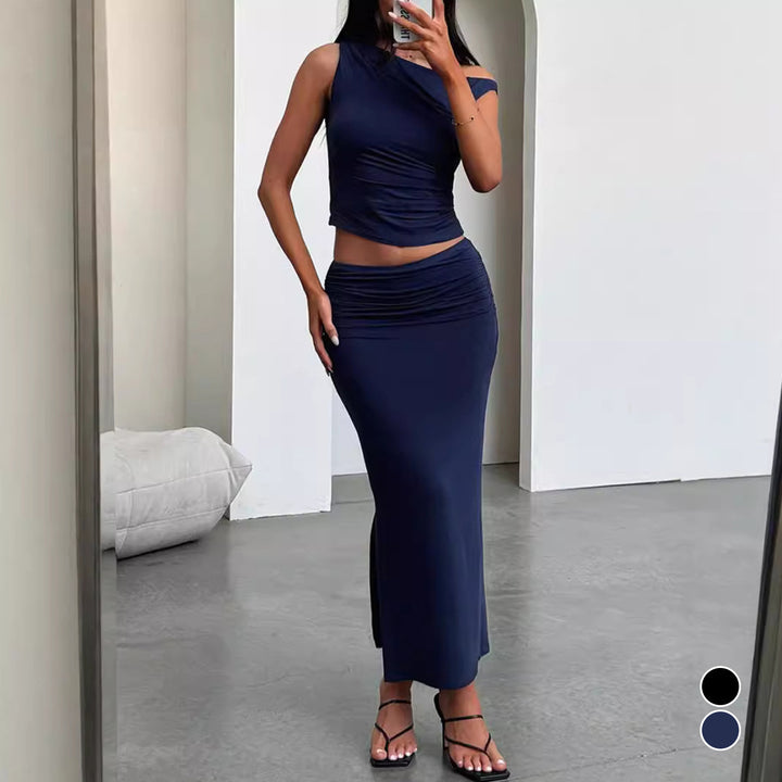 Damen Set aus schulterfreiem Top und Maxi-Rock in gerafftem Design Echo Archiv