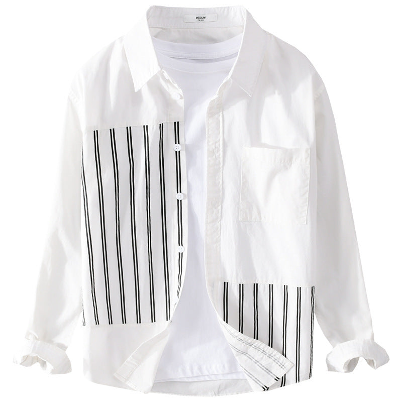 Damen Zweiteiliges Loungewear-Set mit Oversize-Hemd im Streifenpatch und elastischer Bund-Jogger Echoarchiv