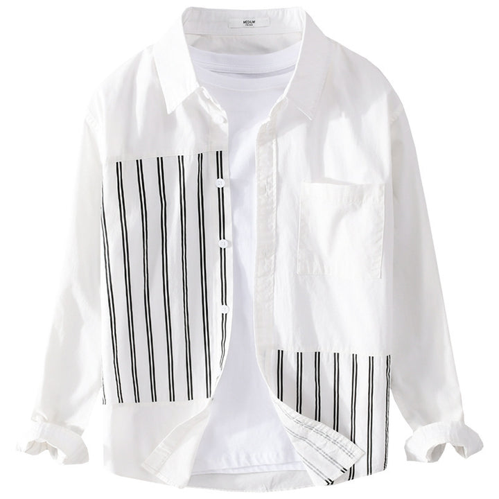Damen Zweiteiliges Loungewear-Set mit Oversize-Hemd im Streifenpatch und elastischer Bund-Jogger Echoarchiv