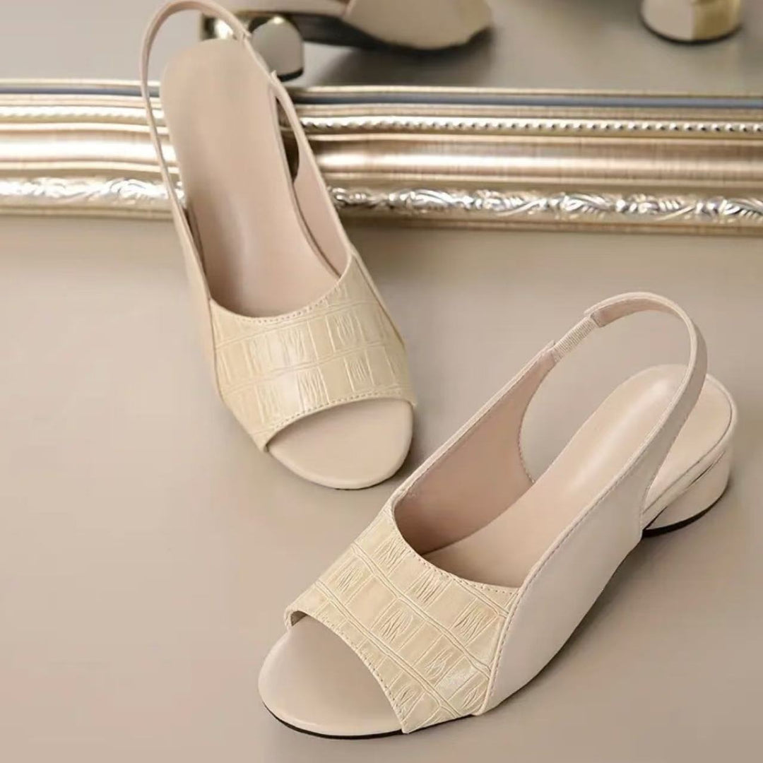 Damen Slingback-Sandalette mit Kroko-Prägung und niedrigem Blockabsatz – Sorelia