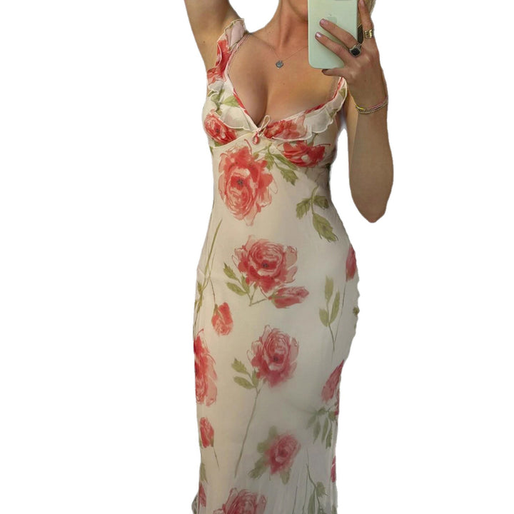 Damen Maxikleid mit floralem Cut-Out und feinen Spaghettiträgern Echo Archiv