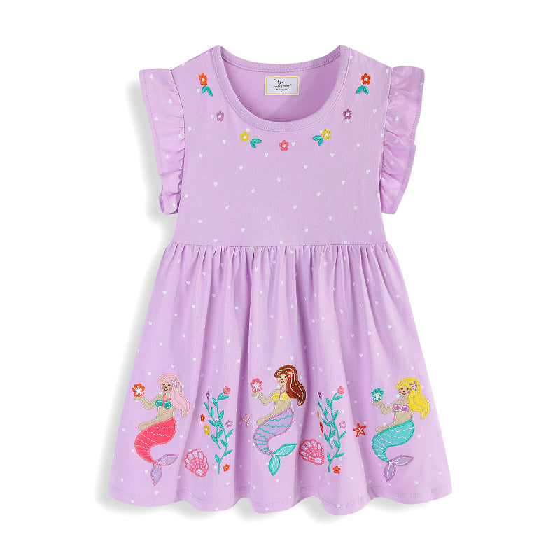 Mädchen Sommerkleid mit verzauberndem Meerjungfrau-Stickdesign Echo Archiv