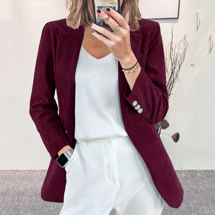 Damen Cordblazer im Oversized-Schnitt mit Revers und Schmuckknöpfen Echoarchiv