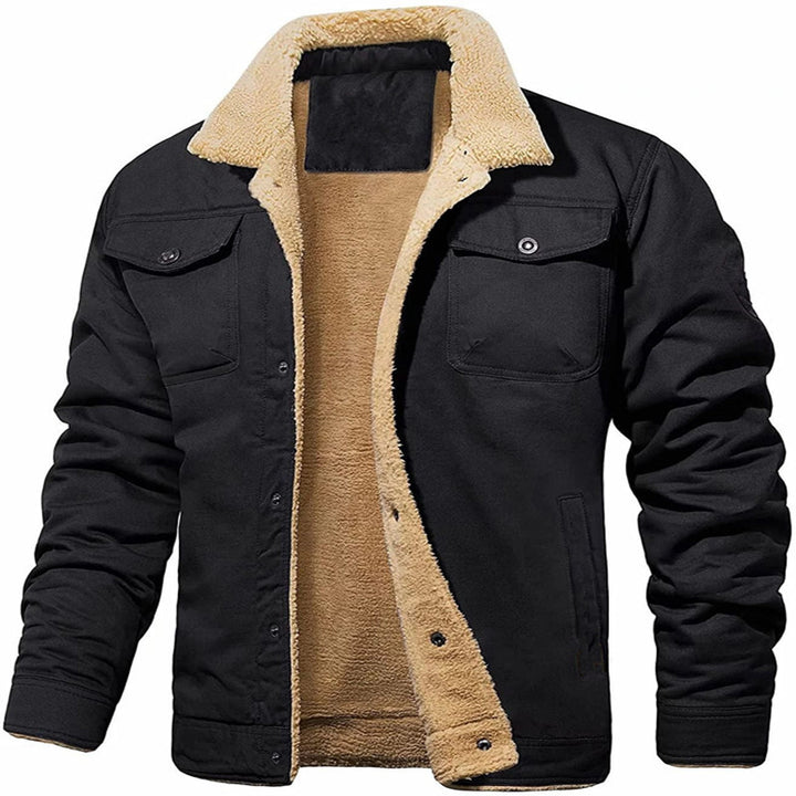 Herren Shirtjacke im Worker-Stil mit Sherpa-Futter und Pattentaschen Echoarchiv
