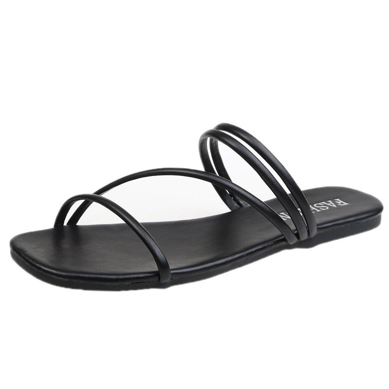 Damen nan minimalistische Schlupf-Sandalette mit filigranen Schlaufenriemen und gepolstertem Komfortfußbett Echo Archiv