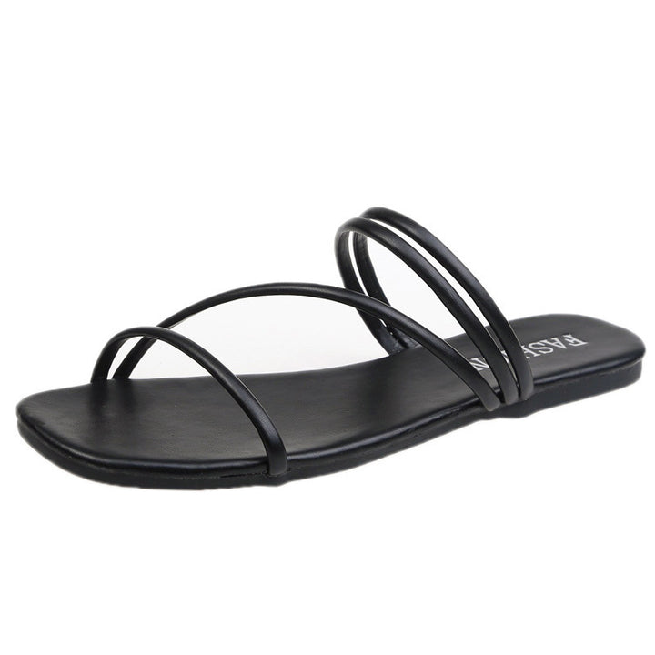 Damen nan minimalistische Schlupf-Sandalette mit filigranen Schlaufenriemen und gepolstertem Komfortfußbett Echo Archiv