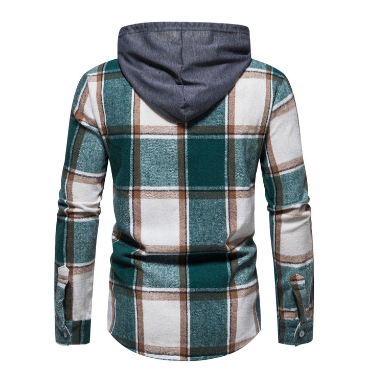 Herren Karo-Hemd mit Kapuze und Button-Down-Verschluss Echoarchiv