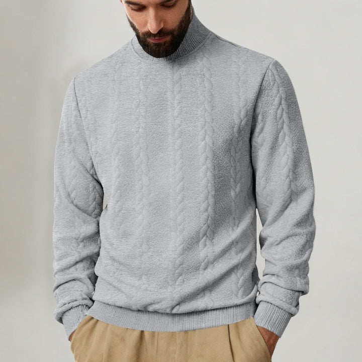 Herren nan Strickpullover mit Stehkragen, Zopfmuster, weichem Rippbündchen und Regular Fit Echo Archiv