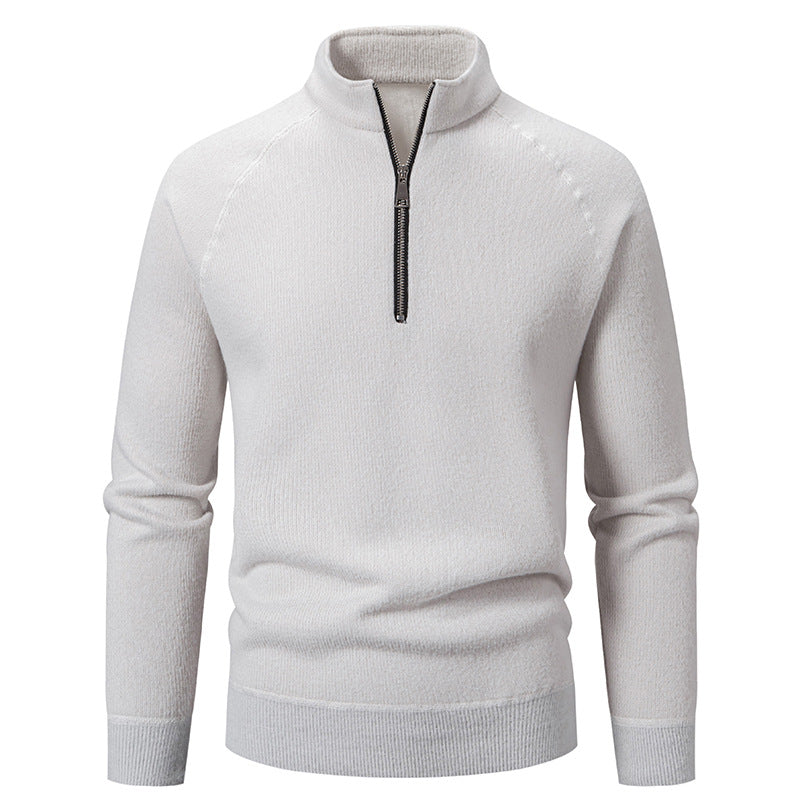 Herren Hochkragen Pullover mit Reißverschluss und strukturierter Oberfläche Echoarchiv
