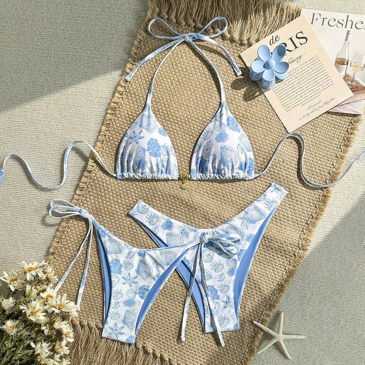 Damen hochwertiger Triangel-Bikini mit floralen Motiven Echo Archiv