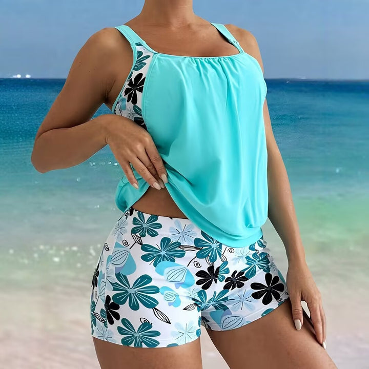 Damen Sport Tankini-Set mit floralem Design und bequemen Shorts Echo Archiv