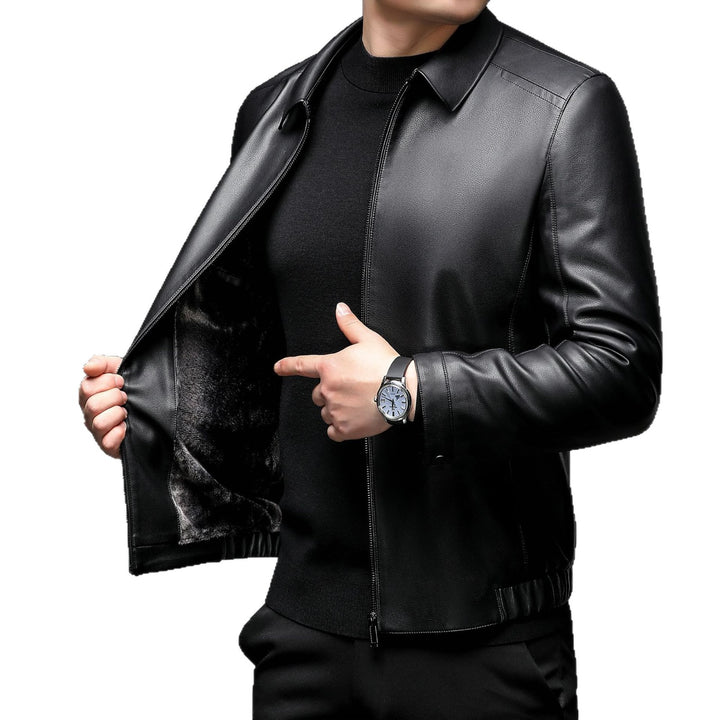 Herren Lederblouson mit wärmendem Fellfutter, Hemdkragen und Reißverschluss Echo Archiv