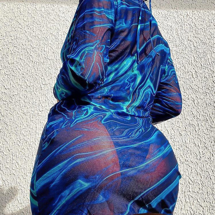 Damen Badeanzug und transparenter Strandüberwurf Echo Archiv