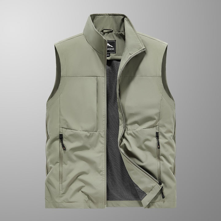 Herren Utility‑Weste mit Multi‑Taschen, Stehkragen & atmungsaktivem Mesh‑Futter Echoarchiv